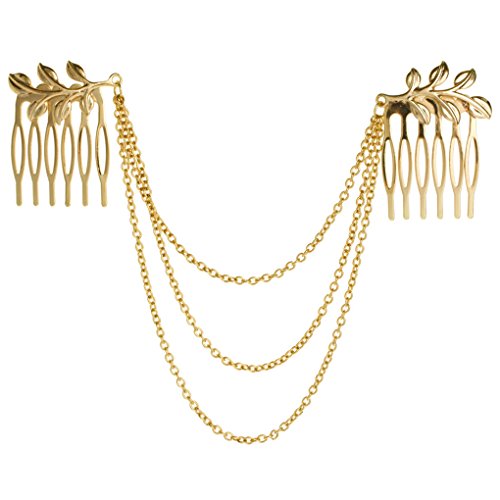 LUFA Gold Blätter 3 lagige Ketten Doppelte Haare Kamm Haar Klaue Haarspangen Haarschmuck