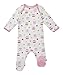 Piccalilly Organic Cotton Pink & Purple Baby Girls Owl Footed Sleepsuit 6-12 Months