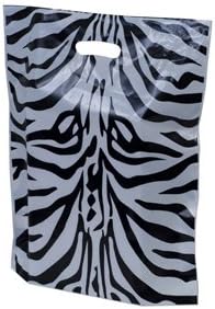 Zebra Design Plastic Carrier Bags - 30cm x 30cm + 12cm - (1 BOX - 25 BAGS)
