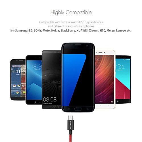 Micro USB Kabel, BlitzWolf 1m 2.4A Micro USB Ladekabel Fast Charging & Daten Sync Cord Android Ladegerät Kabel mit Magic Tape Strap für Samsung Galaxy S7 Edge / S6 / S5 / S4, Hinweis 5/4/3, HTC M9 , Xperia Z3 Z2, Moto X, LG, Sony, Tablets und Power Bank (Schwarz) - 7