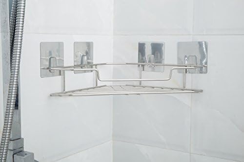 Elevavie Bathroom Shelf Corner Rack Shower Caddy Suction Cups Stainless Steel Wall Mounted Bath Organizer Kitchen Dispenser