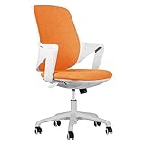 HWZQHJY Chaise de bureau Tissu Pieds en nylon Chaise de bureau du personnel informatique Président Président de la Conférence Simple Lazy Man Accoudoirs Chaise Accueil petit tour Président Orange, Rou