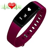 RIVERSONG®Fitness Tracker Monitor de Frecuencia Cardíaca Pulsera Deportiva Pulsera de Presión Arterial Reloj Sedentario Alarma de Control de Sueño SNS Pedal de Recordatorio de Llamada Actividad Deportiva Pulsera Saludable con Pantalla Táctil OLED Smart Watch para Android iOS Smartphones (PURPLE)