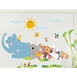 Fuloon wandtattoo tiere Wandsticker Kinderzimmer / Wandtattoo elefan Affe wandsticker kinderzimmer 40*22cm Wandtattoo Kinderzimmer Wandtattoo meerestiere Wandaufkleber Wandsticker Wandtattoo Kinder Wandtattoo Schlafzimmer Wandtattoo Kinderzimmer meerestiere - 4