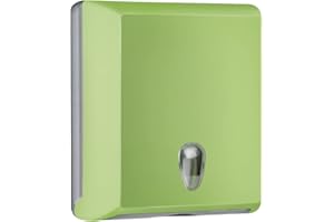 DRYFLOW Paper Towel Dispenser For Z Fold Or C Fold Paper Towels, Wall Mounted, Commercial Buildings, 5 Colour Options (White, Black, Blue, Green or Orange), Certified Italian Quality (Green)