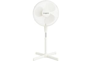 HOMEROKK PARIS Ventilateur sur Pied Oscillant Ø40 cm, 3 Vitesses, Hauteur Réglable 125 cm, 45 W