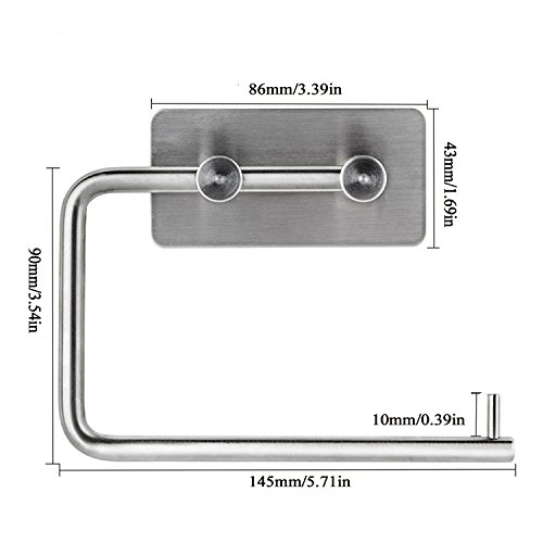 ViZe Papierrollenhalter Selbstklebend Toilette WC Edelstahl Küchenrollenhalter Wand 3M Selbstklebender 304 Edelstahl Toilettenpapierhalter Rollenhalter für Badezimmer ohne Bohren - 5