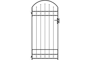 vidaXL Cancela de Valla Sencilla Individual Puerta de Jardín Entrada Exterior Barrera Recinto con Forma de Arco de Acero Negro 89x200 cm