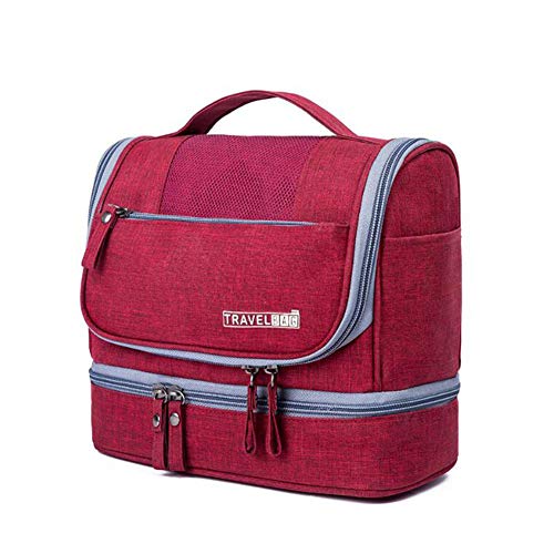Preisvergleich Produktbild Qnlly wasserdichte Portable Travel Kosmetiktasche, Train Box Kosmetiktasche, Toilettenaufbewahrung, Multifunktionsaufbewahrung, Trocken-und Wet Separation Bag Portable Hook Hook Bag,Red