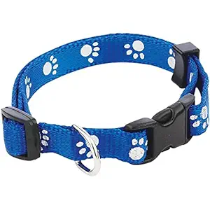 RvPaws Nylon Adjustable Collar Paw Print Cute Small Dogs & Puppy Collar for Mini Dogs & Cat Collar 15 MM Blue
