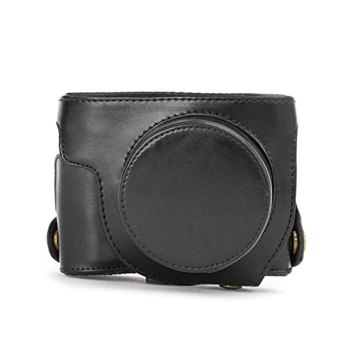 MegaGear Etui souple en cuir pour  Housse pour Canon PowerShot G1X Mark II  Noir 