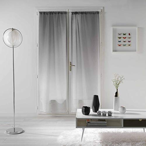 douceur d'intérieur paire droite passe tringle 2x70x200cm voile sable vitalia anthracite