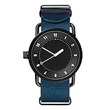 AchidistviQ-Leisure Armbanduhr für Paare, Nylon, rundes Zifferblatt, Quarz, analog, Unisex, Geschenk – Blau + Schwarz