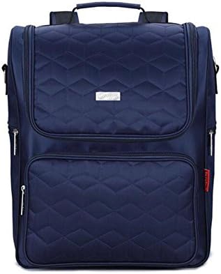 FJY Diaper Bag Nappy Backpack Nylon Fabric Solid Color Large Capacity Waterproof Stylish Multifunction Pockets for Baby Care Outing Travel , navy blue , 31cm*15.5cm*38cm