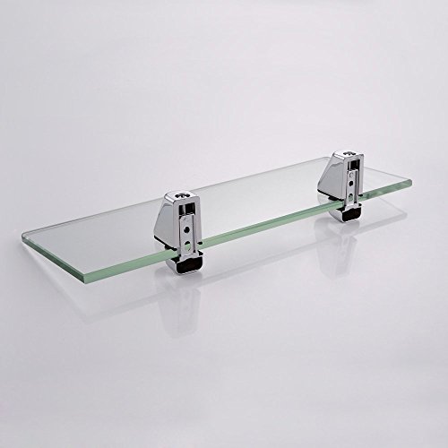 KES Badablage Glasregal Eckablage Glasbodenträger aus Edelstahl und Glas, Klar und Silber, BGS3202S35 - 2