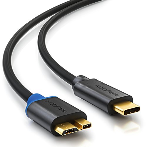 deleyCON 1,5m USB Kabel / Stecker Typ 3.1 / C auf micro USB / USB 3.0 Speed 5 Gbit/s / Ladekabel Datenkabel / für z.B. Smartphone / Tablet / Notebook / Ladegerät - Schwarz