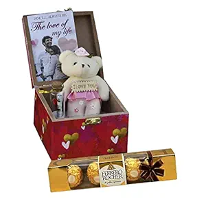 Saugat Traders Valentine Day Gift For Girlfriend-Artificial Red Rose Floral Scented Flowers And Soft Teddy-Ferrero Rocher Chocolate-Love Gift For Wife-Fiancee-Friends-Girls