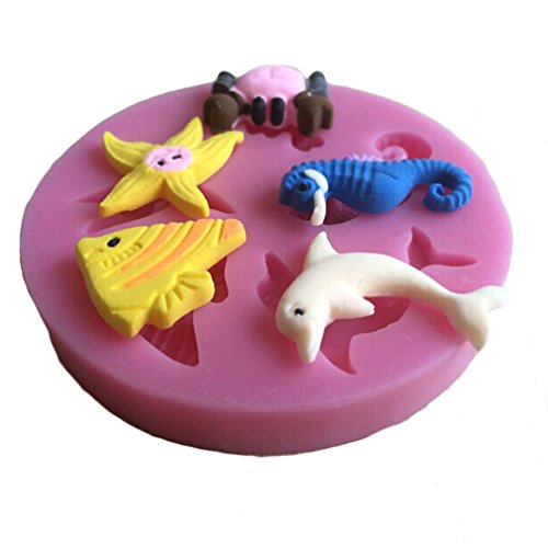 LYNCH Meerestiere Series 3D-Silikon-Form-Kochgeschirr Antihaft-Fondant-Seifen-Form,Rosa - 3