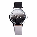 Retro Rainbow Design Lederband Analog Alloy Chenang Quarz-Armbanduhr Cute Watch Kontrastfarbe lässig zu sehen Farbwechsel Uhr unter UV Einfach Stil Analoge Quarz Uhr (Schwarzes L)