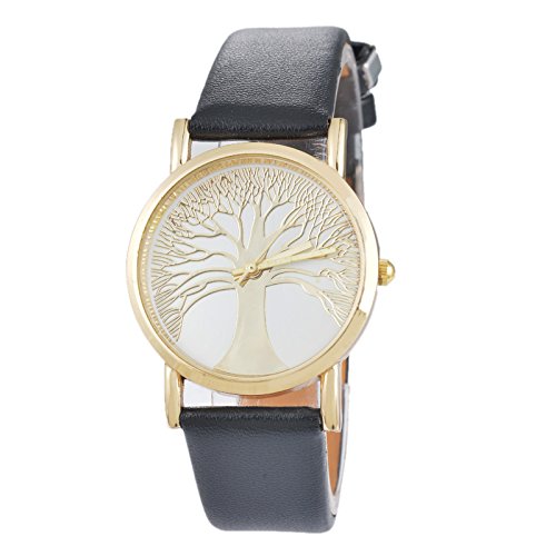 Souarts Damen Retro Stil Schwarz Lebensbaum Armbanduhr Quartzuhr Analog Armreif Uhr mit Batterie Souarts Damen Retro Stil Schwarz Lebensbaum Armbanduhr Quartzuhr Analog Armreif Uhr mit Batterie