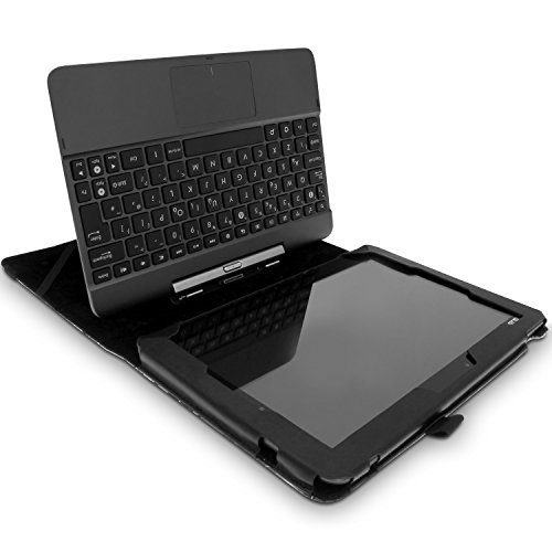 igadgitz ‚Vintage Kollektion‘ Pink auf Schwarz Blumen PU Ledertasche Hülle Folie für Asus Transformer Pad TF103C 10.1 Zoll mit Multi-Winkel Betrachtungs + Stylus-Stift Elastischen Halter + Displayschutzfolie - 3