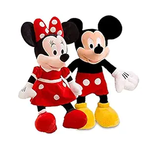 Pearl World Presents Combo Pack of Mickey Mouse and Minnie Mouse Teddy Bear Soft Toy for Baby Girl and Boy Birthday Gift Mickey Mouse Soft Toy (Red, 35 cm)