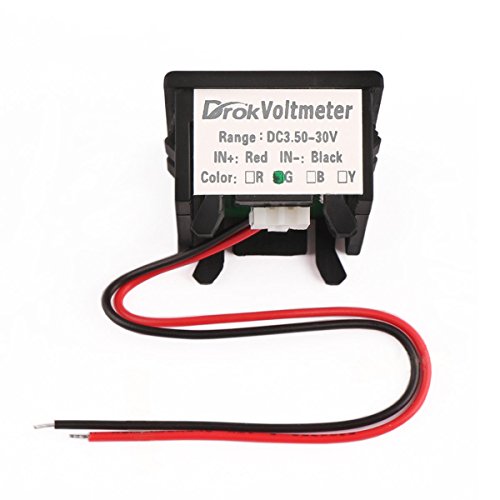DROK? Digital Readout 12V Car Battery Volt Meter 3.5-30V Voltmeter Auto Gauges Red LED - 5