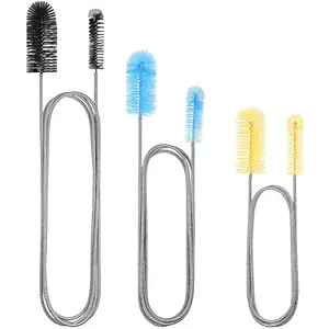 3 Pieces Aquarium Filter Brush Stainless Flexible Cleaning Brush Double-Ended Hose Brush Stainless Steel Spring for Fish Tank Aquarium U-Shape, Bent Pipes, 3 Color (61.02 inches, 78.74 inches)