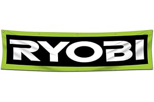 Arbinger RYOBI Tools Flaggen-Banner Garage Dekor Wand 0,6 x 2,4 m HD Druck/Vibrat Farbe / 150D Polyester 1 Stück