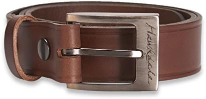 Hawkdale Mens Premium Real Leather Belt - 1.25" &amp; 1.5" Widths - Made From Genuine Heavy Hide with Branded Silver Buckle # 830-400 - 30mm - Brown, Large