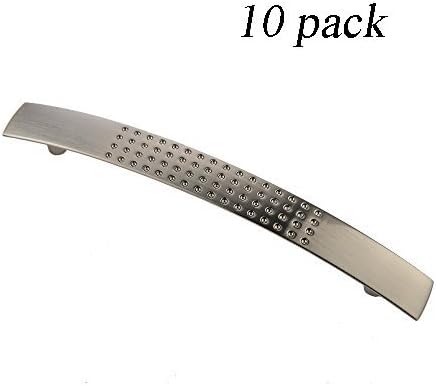 KINGO HOME 10pcs 128mm Hole Centres Solid Zinc Alloy Bow Cupboard Drawer Door Pulls Kitchen Cabinet Drawer Handles,Brushed Nickel
