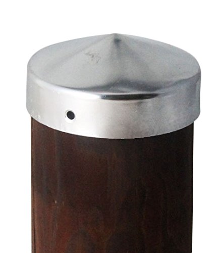 2 Stück Pfostenkappen rund Edelstahl Pyramide für Rundpfosten 7 cm, inkl. VA-Schrauben - 2