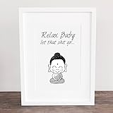 Bild, Poster, Kunstdruck, Deko, Buddha, handgezeichnet, 