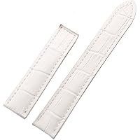 18mm leather Watch Band Strap Clasp for Tank Watch replacement (White)