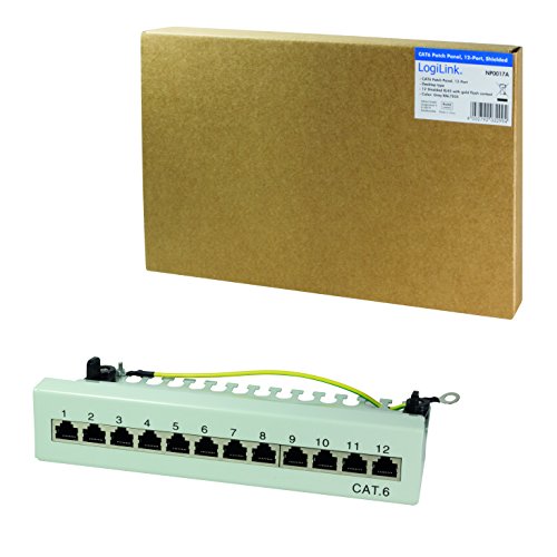 LogiLink Professional Cat.6 (250 MHz) Patchpanel – Verteilerfeld, Tisch/Wand/Desktop, STP (geschirmt) 12-Port (RJ45) - 8