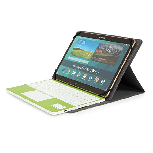 Besmall Wireless Touch Bluetooth Drahtlose Tastatur mit QWERTZ Tastaturlayout für Android Windows Tablet Smartphone(Mit PU-Hülle,Grün) - 4