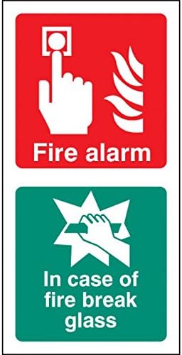 Caledonia Signs 11031X Fire Alarm/Break Glass Sign, Rigid Plastic, X: 200 mm x 100 mm