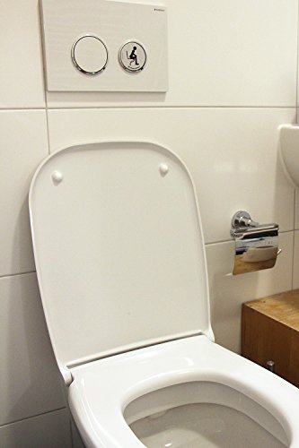 Dezenter Im Sitzen pinkeln Aufkleber im Edelstahl-Look Ø5cm, Sit down pls. für Hoteltoilette, Kundentoilette, Gäste-WC @immi.de - 2