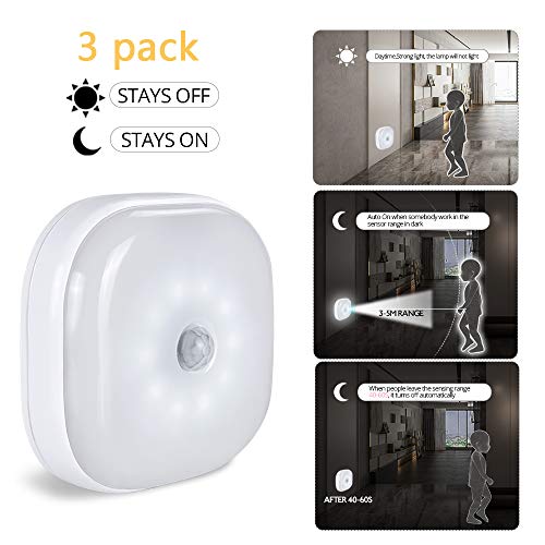 KK.BOL Luz con sensor de movimiento, luz LED sin cable, sensor de luz nocturna, luz magnética, en cualquier lugar para pasillo, entrada, armario, dormitorio, mesita de noche, balcón, pasillo