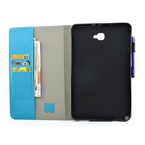 Galaxy Tab A 10.1 2016 T580N T585N Hülle,Galaxy Tab A 10.1 Lederhülle Hardcase,Ekakashop Ultradünn Bunt Katze und Schmetterling Muster Painting Smart Ständer Cover im Bookstyle Kunstleder Schutzfolie Schutzhüllen Flip Case Tasche Etui mit Magnetverschluss Wallet Kreditkarte Card Holder Slot für Samsung Galaxy Tab A 10.1 Zoll (2016 Version SM-T580N SM-T585N) + 1x Kostenlos Ständer (Farbe zufällig) - 5