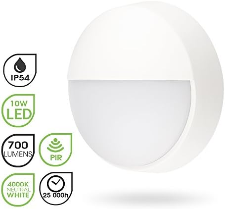 10W LED 4000K IP54 Eyelid Flush Wall ceiling Mounted Round Bulkhead Light Fitting for Indoor,Outdoor,Bathroom,Bath,Office,Kitchen,Hallway,Corridor,Utility,Garden,Garage,Shed,Workshop,Porch-White(MY2S10XA2)