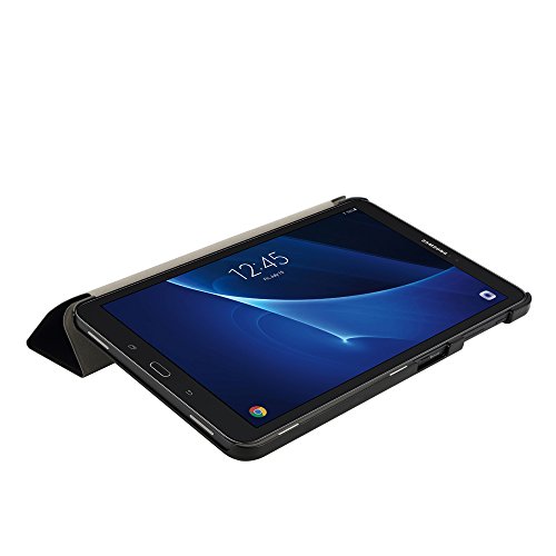 EasyAcc Samsung Galaxy Tab A (2016) 10.1 Hülle, EasyAcc Samsung Galaxy Tab A 10.1 T580N/ T585N Case Schutzhülle Hochwertiges PU Leder Etui – mit Automatischem Schlaf Funktion und Standfunktion (Schwarz Dunkles, Kunstleder, Ultra Dünn) - 6
