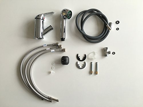 ADOB Niederdruck Spültischarmatur mit herausziehbarer Geschirrbrause, verchromt, 39517 - 4