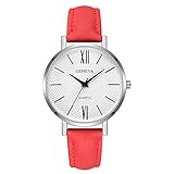 Luckhome Damen-Armbanduhr Analog Quarz Edelstahl Mode Leder Militär Lässiger Analoger Armbanduhr Geschäftsuhren Genfer Gürteluhr(C)