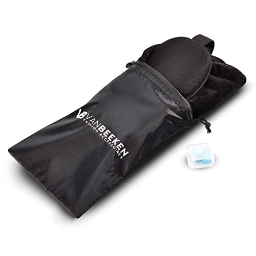 Reise-Nackenkissen Nackenhörnchen Aufblasbar – mit weichem, bequemen Fleece-Bezug – Nackenstützkissen zum Reisen mit GRATIS Schlafbrille, Ohrstöpsel und Tragetasche | VAN BEEKEN Reisekissen, schwarz - 3