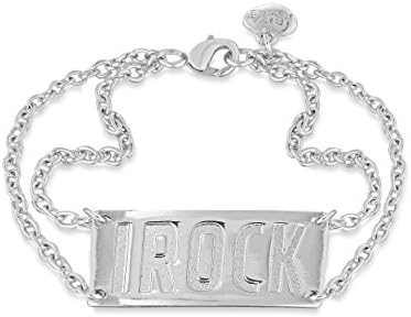 Ibiza Rocks Silver Coloured I Rock Large ID Double Chain Bracelet of 19 cm/7.5 inch