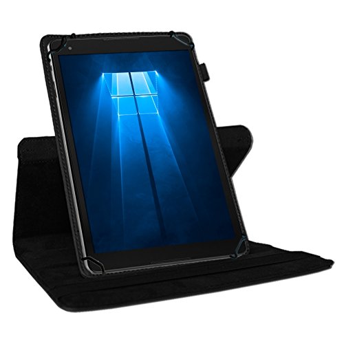 Tablet Schutz Hülle für Vodafone Tab Prime 6 / 7 aus hochwertigem Kunstleder mit Standfunktion 360° Drehbar kombiniert Schutz und Design Cover Case von NAUCI, Farben:Schwarz - 4