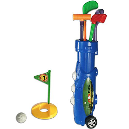 Childrens Summer Fun Outdoor Garden Golf Clubs & Caddy Game Set