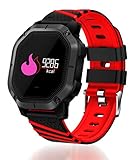 Ears Herren Damen Smartwatch 2018 Q18 Bluetooth Smart Uhr GSM Kamera Tf Karte Telefon Armbanduhr für Android Smartwatch mit praktischen Funktionen Für Android & iOS (Rot)
