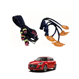 PRIKNIK LED Grille Lights Amber Yellow Grill Led with Fuse Adapter Wiring Harness Kit (4PCS, Amber Shell with Amber Light) Compatible with Swift Dzire New